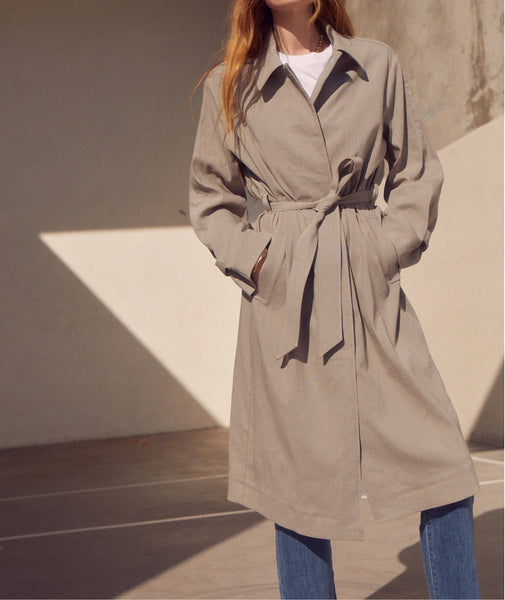 Italian Stretch Linen Single Breasted Trench Coat The Moodboard