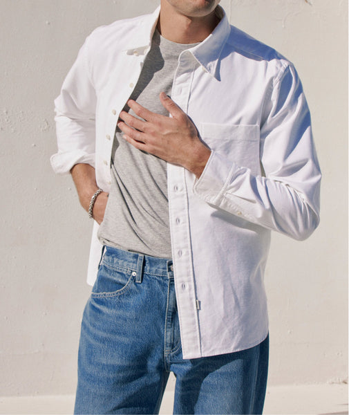 Slim Fit Oxford Cotton Long Sleeve Shirt - The Everyday in Slim Fit - AYR