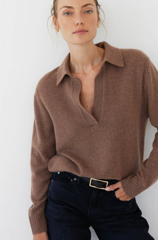 The Cashmere Polo – Shiitake heather