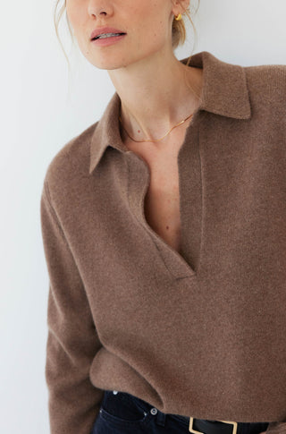 The Cashmere Polo – Shiitake heather