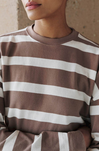 The Early Mornings Tee – Sundown stripe in shiitake