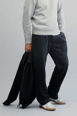 The Pal in Wool – Navy chalk stripe